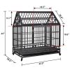 Heavy-Duty Metal Dog Kennel, Pet Cage Crate with Openable Pointed Top and Front Door, 4 Wheels