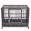 Heavy-Duty Metal Dog Kennel, Pet Cage Crate with Openable Flat top and Front Door, 4 Wheels