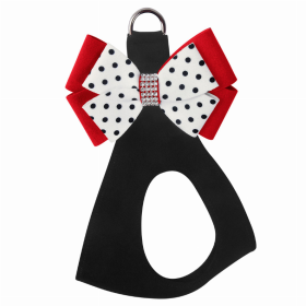 Susan Lanci Designs Minnie Double Nouveau Bow Step In Harness (Color: Black, size: large)