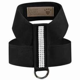 Susan Lanci Designs 3 Row Giltmore Crystals Tinkie Harness (Color: Black, size: large)