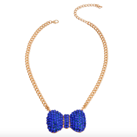 Royal Blue Bow Necklace- Big Dog Necklace (size: 2XL)