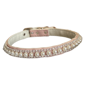 Pretty in Pink Pearl and Rhinestone Collar (Color: Pink, size: 12)