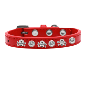 Skull Studded Collar (Color: Red, size: 10")