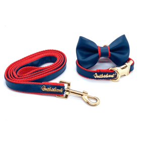 Cardinal collar, bow tie, leash and poo bag holder set (size: Full set- S)