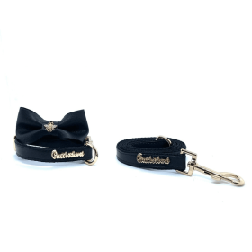 Raven Collar, Leash & Bow tie set (size: Full set - S)