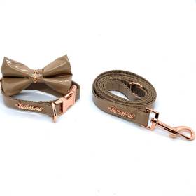 Champagne Collar, Leash & Bow tie set (size: Full set - S)