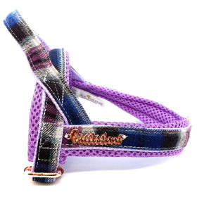 Heather tartan one-click harness (size: Harness - XXS)