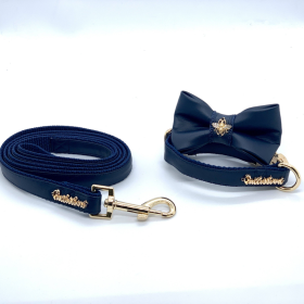 Neptune Dog Collar, Bow Tie, Leash Set (size: Full set- XS)