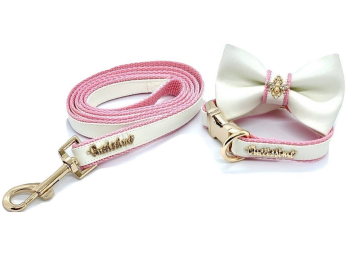 My Baby Girl Collar, Bow Tie, Leash Dog Set (size: Full set-XS)