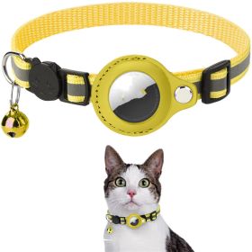 Reflective Collar Waterproof Holder Case For Airtag Air Tag Airtags Protective Cover Dog Kitten Puppy Nylon Collar (Color: Yellow)