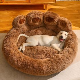 Kennel Warm Medium Large Dog Corgi Golden Retriever Bed Fleece-lined Sofa Mattress (Option: Dark Coffee Color-M Diameter 50cm)